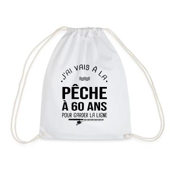 60 ans je vais à la pêche pour garder la ligne - Sac de sport léger - blanc - Devant
