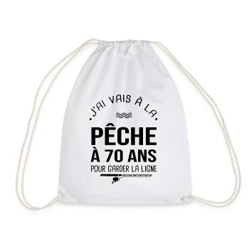 70 ans je vais à la pêche pour garder la ligne - Sac de sport léger - blanc - Devant