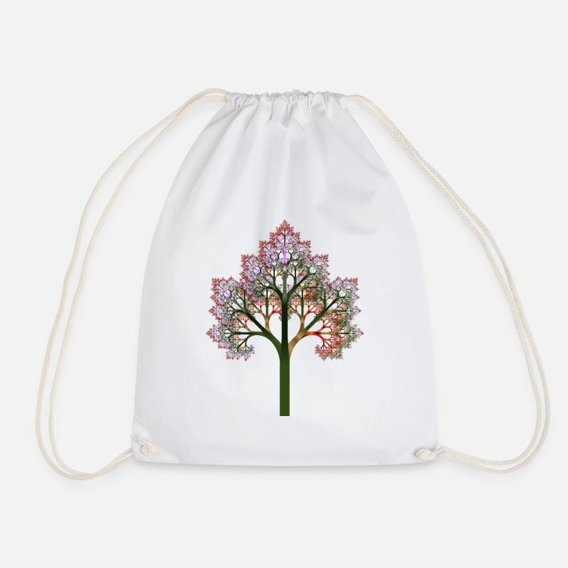 Fractal #X81_4 fractal tree - Drawstring Bag - white