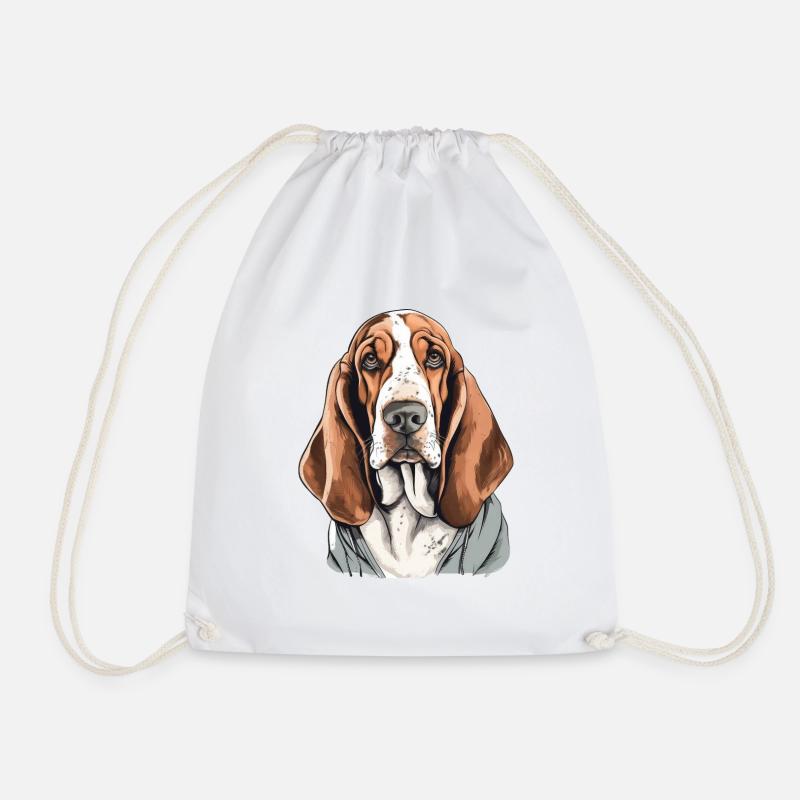 Basset Hound - Turnbeutel - Weiß
