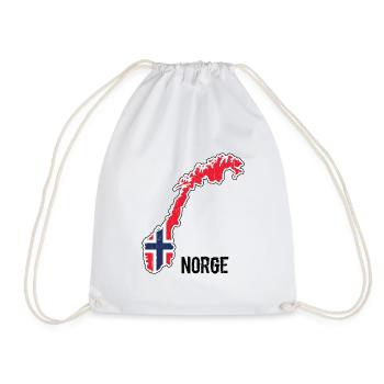 Norwegen, Skandinavien, Flagge, Umriss - Turnbeutel - Weiß - Vorne