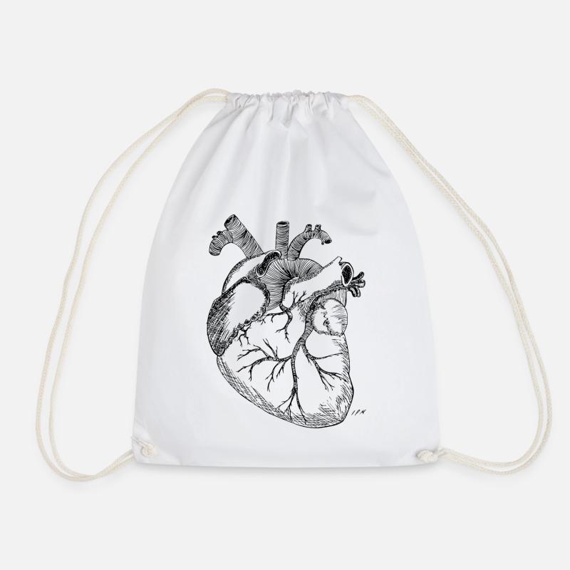 Anatomical heart - Drawstring Bag - white