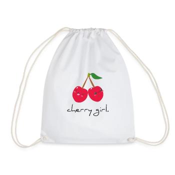 cherry girl Kirschen Mädchen Frau Obst Geschenk - Turnbeutel - Weiß - Vorne