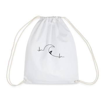 Surfer heartbeat - Drawstring Bag - white - Front