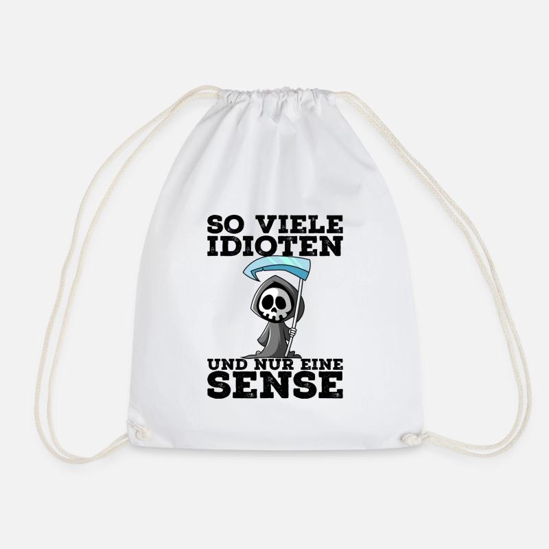 Sensenmann Zu viele Idioten - Turnbeutel - Weiß