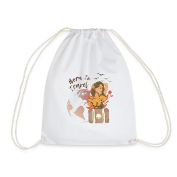 Born to Travel Women's World Design - Drawstring Bag - white - Front