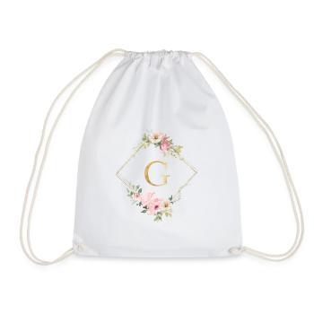 Customizable Monogram G Pastel Floral - Drawstring Bag - white - Front