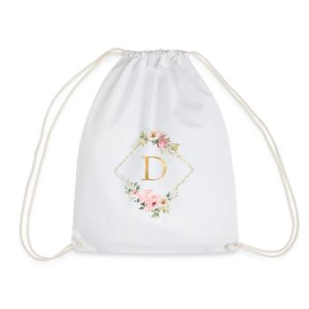 Customizable Monogram D Pastel Floral - Drawstring Bag - white - Front