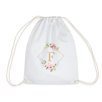 Customizable Monogram F Pastel Floral - Drawstring Bag - white - Front