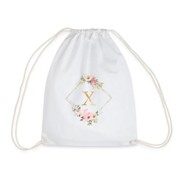 Customizable Monogram X Pastel Floral - Drawstring Bag - white - Front