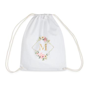 Customizable Monogram M Pastel Floral - Drawstring Bag - white - Front