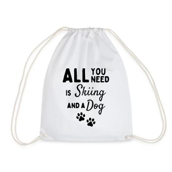 All you need is skiing and a dog. - Drawstring Bag - white - Front