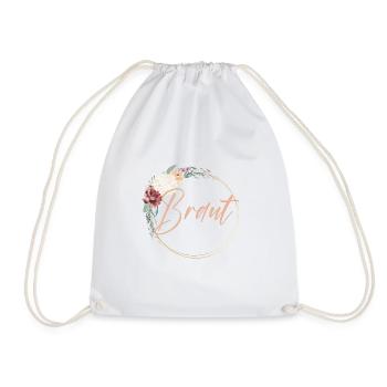 Team Braut Blumenkranz personalisierbar - Turnbeutel - Weiß - Vorne
