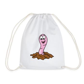 Earthworm - Drawstring Bag - white - Front