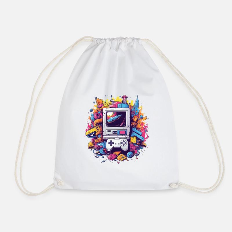 90s Gamer - Drawstring Bag - white