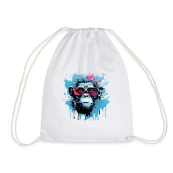 Party Gorilla mit Sonnenbrille - Turnbeutel - Weiß - Vorne