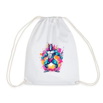 Bodybuilding Unicorn - Drawstring Bag - white - Front