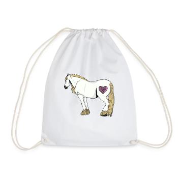 Love heart horse - Drawstring Bag - white - Front