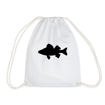 Perch black - Drawstring Bag - white - Front