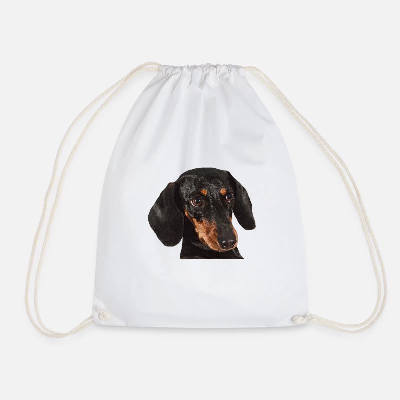Dachshund - Drawstring Bag - white