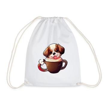 Show your love for dogs and coffee - Drawstring Bag - white - Front
