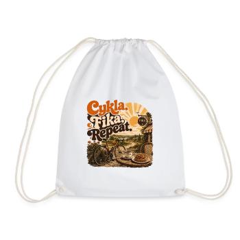 Vélo et Fika : Pause Café Style Vintage - Sac de sport léger - blanc - Devant