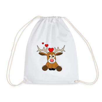 Reindeer Valentine's Day 2 - Drawstring Bag - white - Front