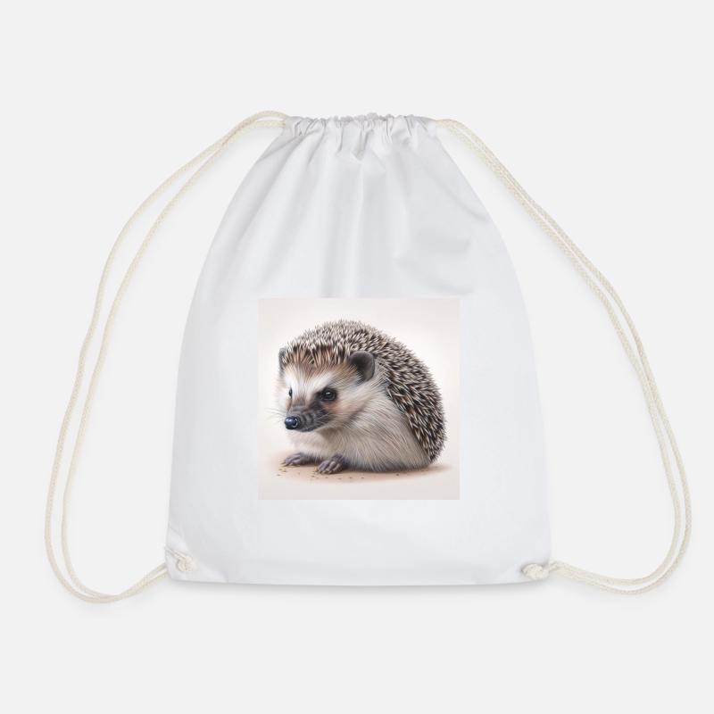 Hedgehog - Drawstring Bag - white