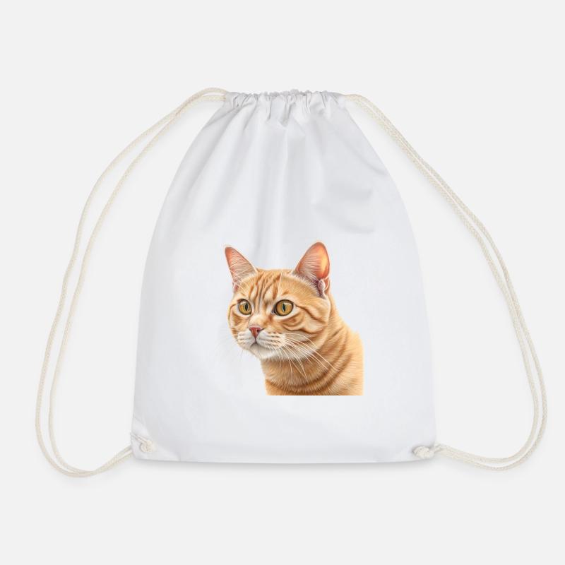 Cat - Drawstring Bag - white
