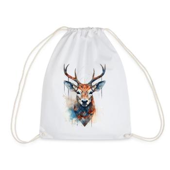 Deer Geometric - Drawstring Bag - white - Front