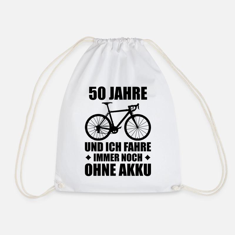 Fahrrad Radfahrer 50. Geburtstag Geschenkidee - Turnbeutel - Weiß