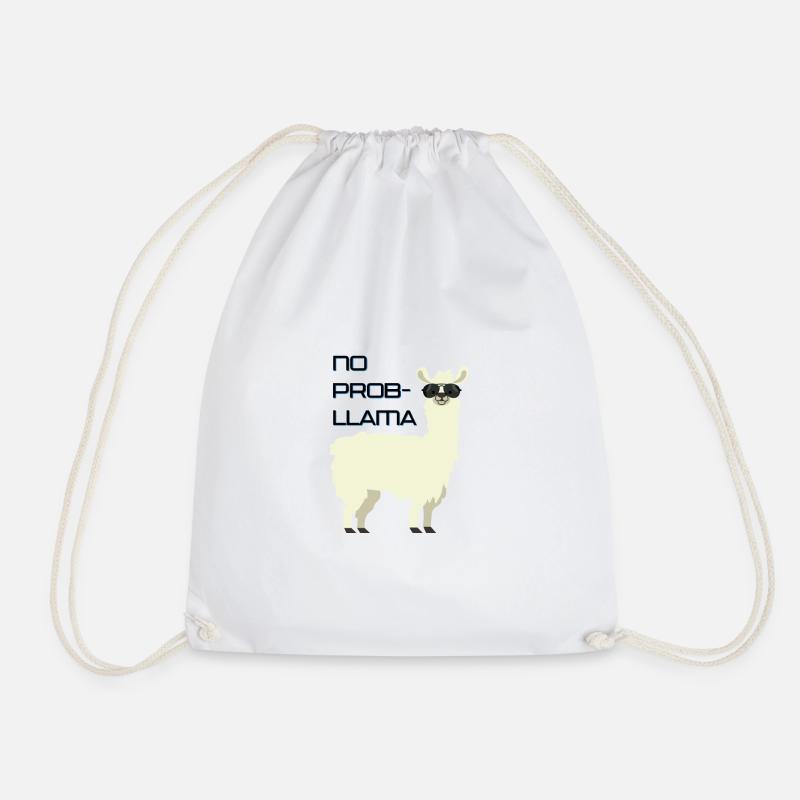 No Problama Lama Funny Saying Alpaca Gift - Drawstring Bag - white