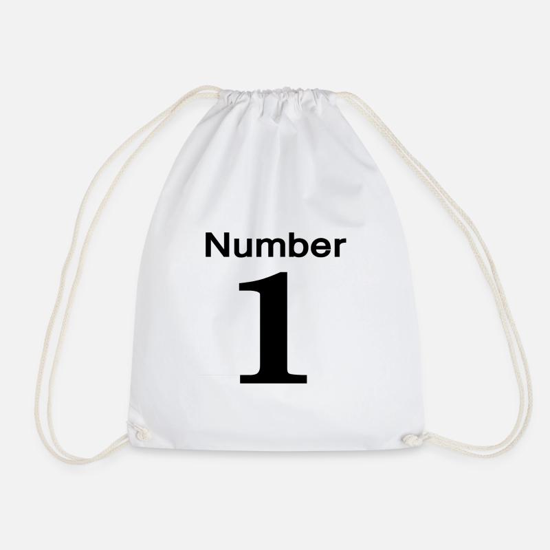 number 1 - Drawstring Bag - white