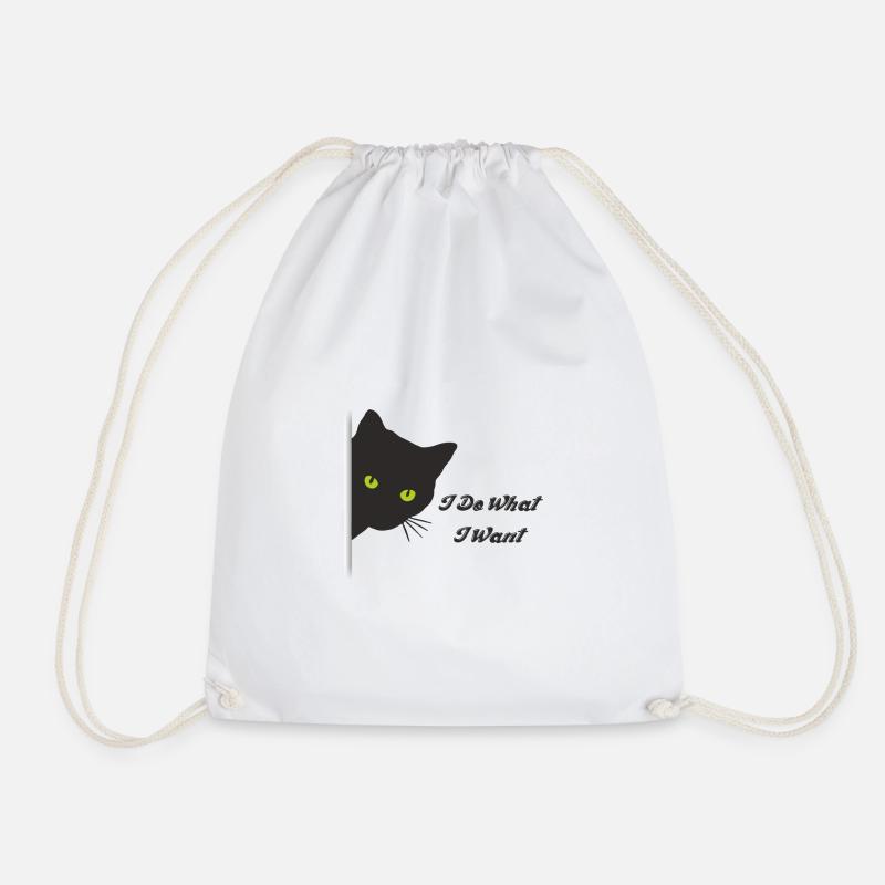 Katze Black Cat Tierliebe Haustier Geschenk - Turnbeutel - Weiß