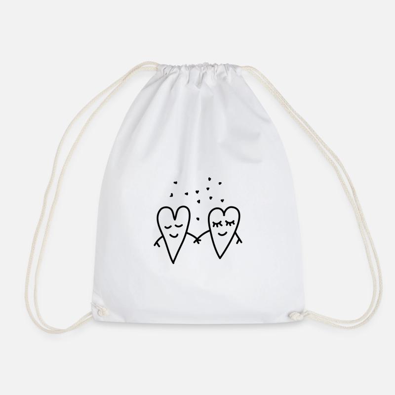 Valentines Day Love Hearts Couple Relationship girlfriend - Drawstring Bag - white