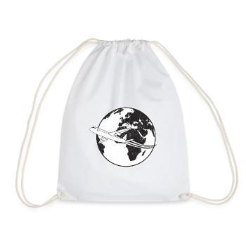 Around the world by plane - Drawstring Bag - white - Front