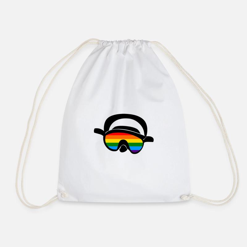 Diving mask diver rainbow - Drawstring Bag - white