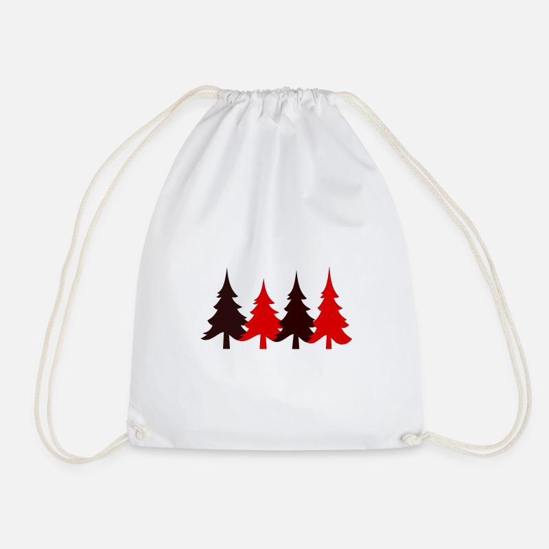 Firs black red - 4 firs - Drawstring Bag - white