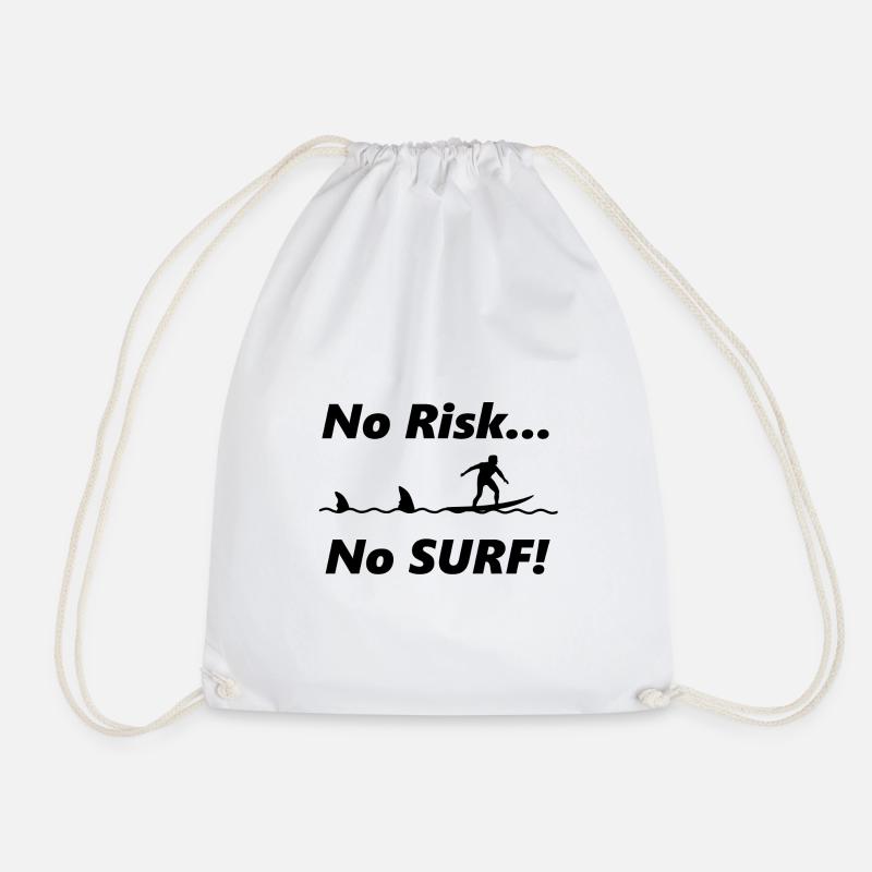 Surfing, Surfing, Surf, Surfer, Surfing - Drawstring Bag - white