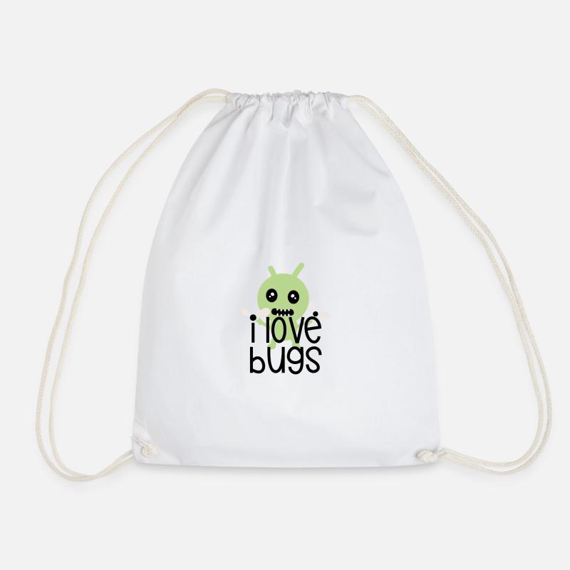 I love bugs - Drawstring Bag - white