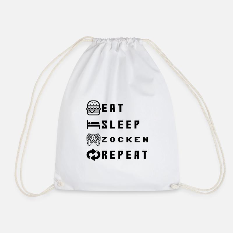 Eat Sleep Zocken Repeat Gaming Design - Turnbeutel - Weiß