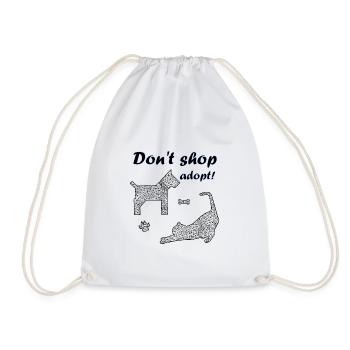 Don't shop - adopt! - Drawstring Bag - white - Front