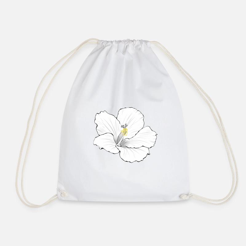 Hibiscus white - Drawstring Bag - white