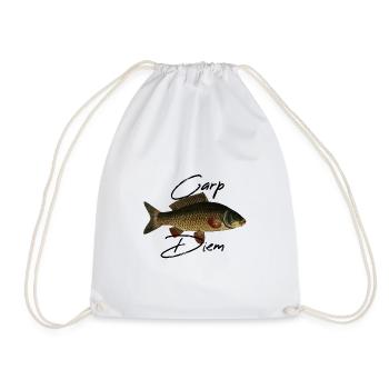 Carp diem! Lustiger Karpfen für Angler - Turnbeutel - Weiß - Vorne