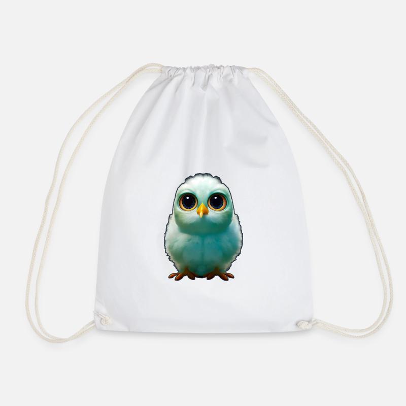 little blue chick - Drawstring Bag - white
