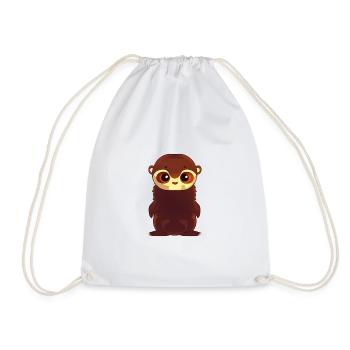 adorable otter - Drawstring Bag - white - Front