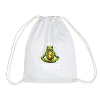 Yoga Meditation Frog: Meditate and Elevate Tea - Drawstring Bag - white - Front