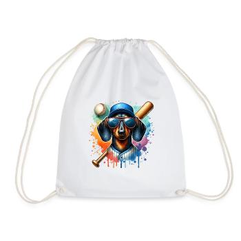 Dachshund Dachshund Dog Baseball Player Sports - Drawstring Bag - white - Front