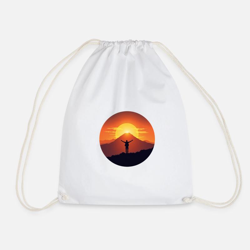 Mountain Sunrise - Drawstring Bag - white