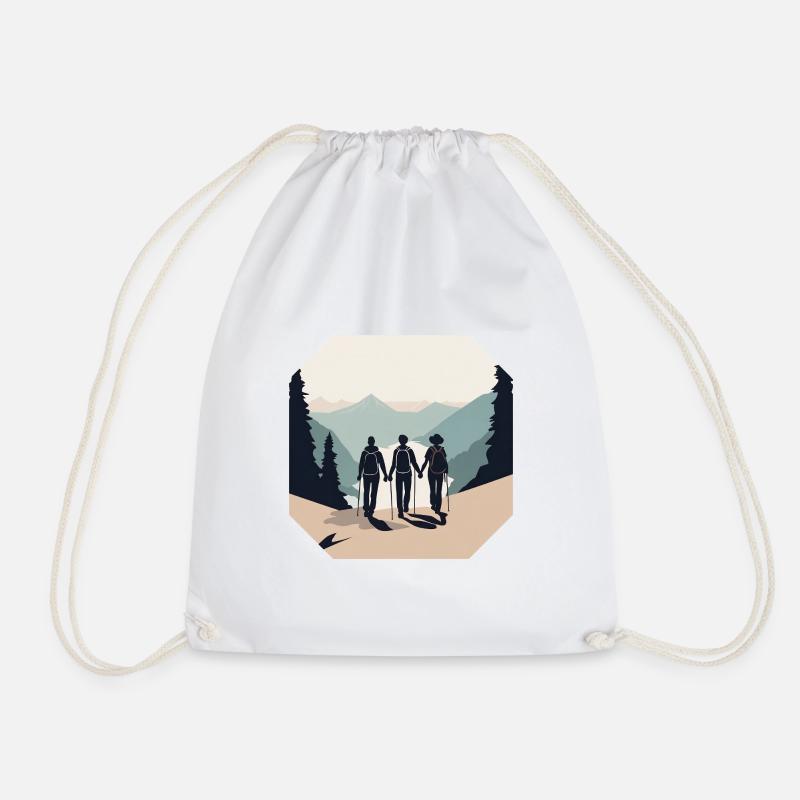 Mountains and friends forever - Drawstring Bag - white